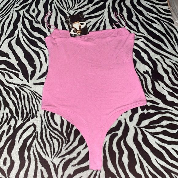 NWT naked wardrobe spaghetti strap pink rose women’s ballet leotard bodysuit - Picture 4 of 7